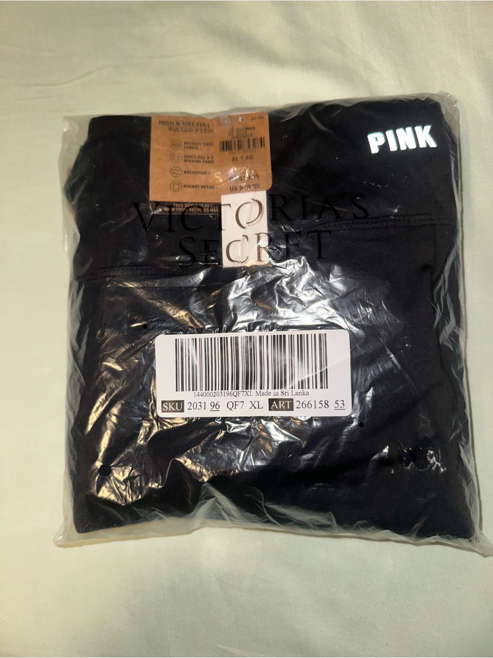 PINK Victoria's Secret Black Leggings with White PINK Logo